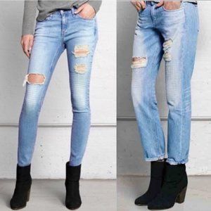 rag & bone Distressed Moto Boyfriend Jeans Women's Size 26 Light Convoy Wash